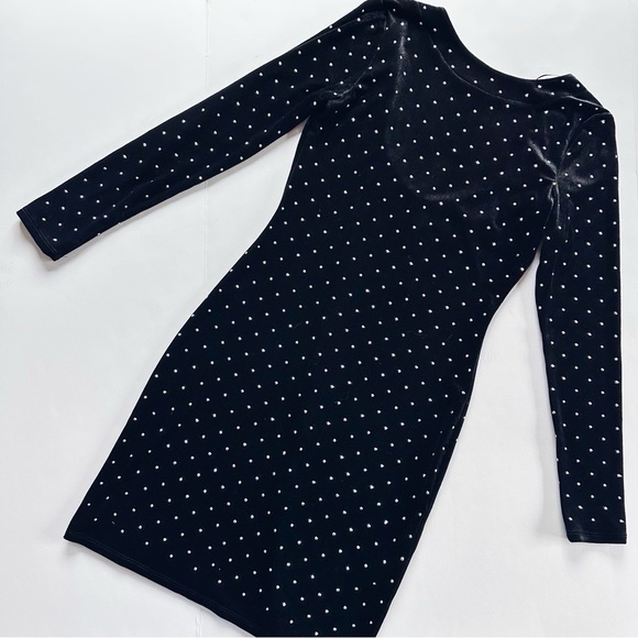 H&M Long Sleeve Bodycon Dress Black Rhinestone - Picture 1 of 7